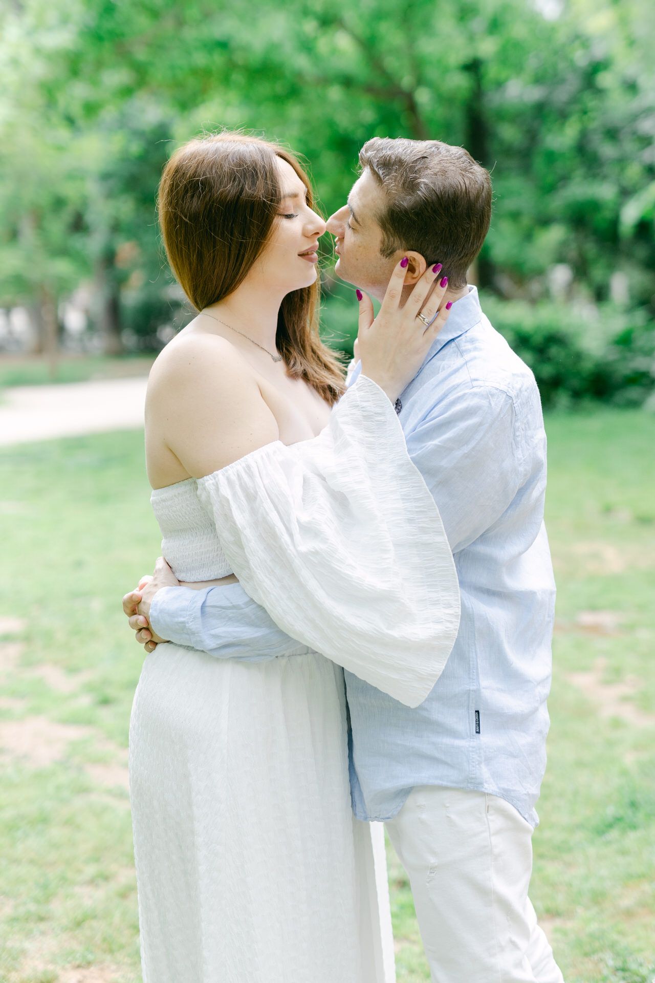 Athens photographer for couples, National Garden and Zappeion portrait session.