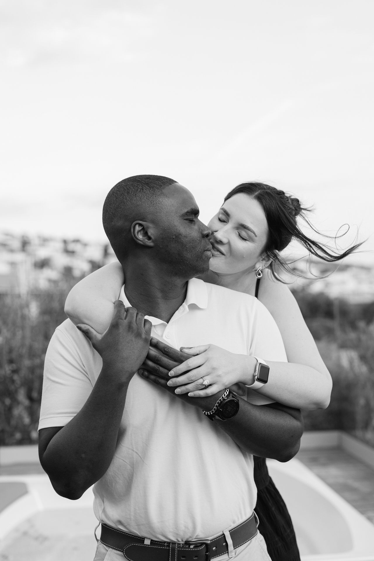 Engagement session outfit ideas in Athens, coordinated neutral palette and timeless style.