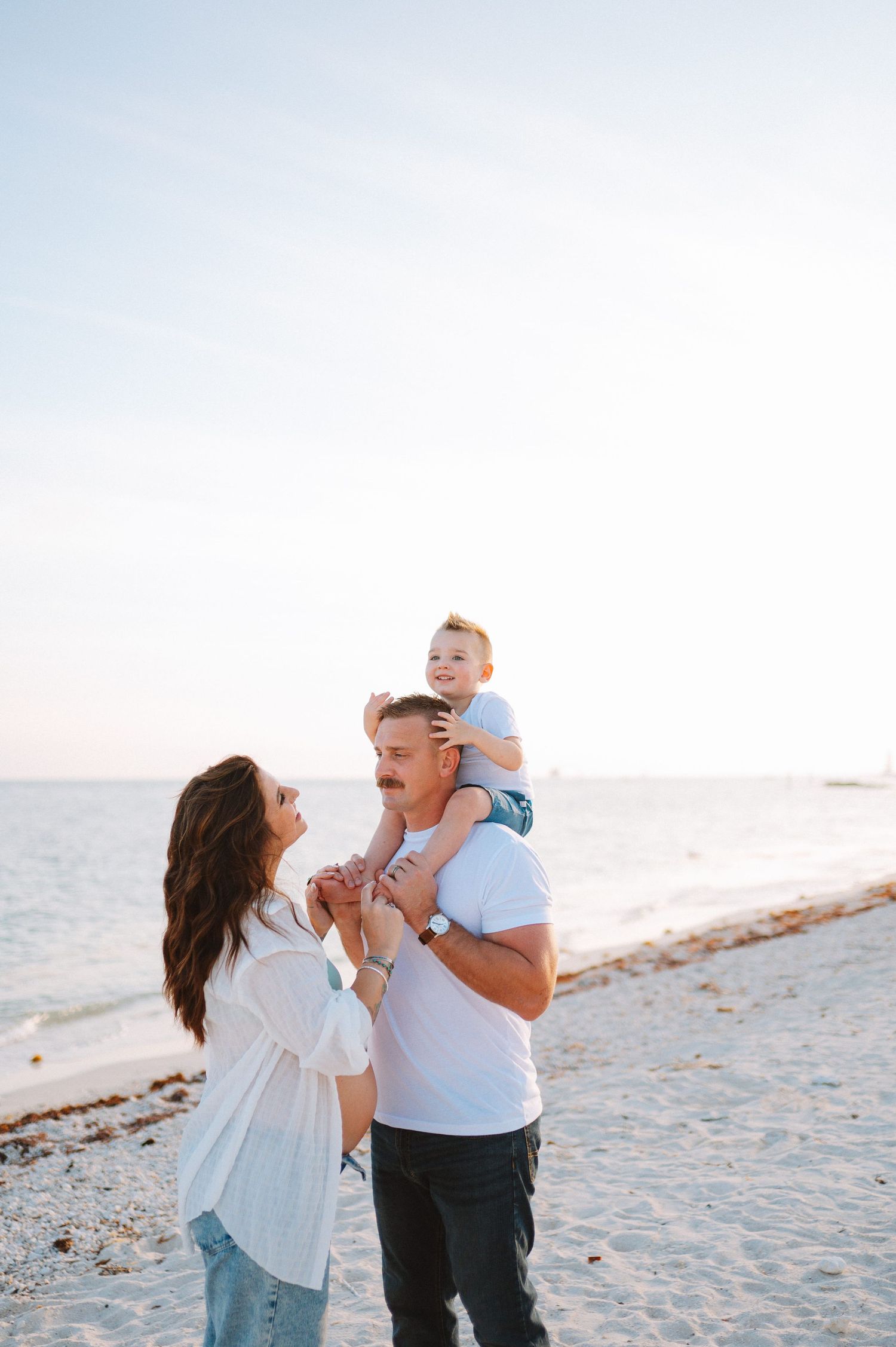 Key West family photographer capturing relaxed beach portraits in the Florida Keys at golden hour