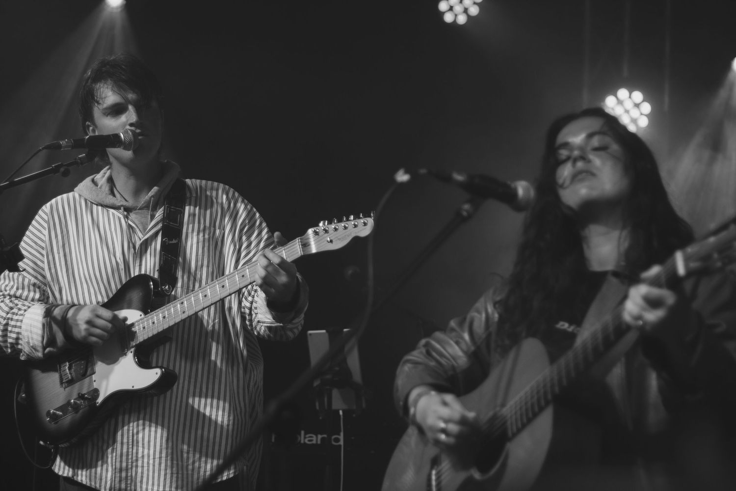musician on stage, pair of musicians