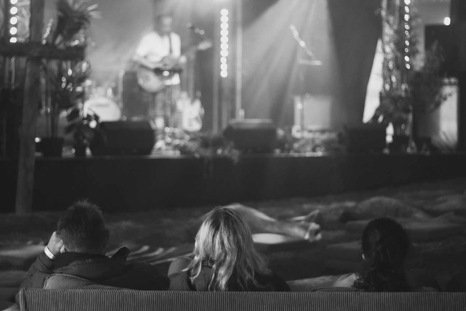 Audience watching musician
