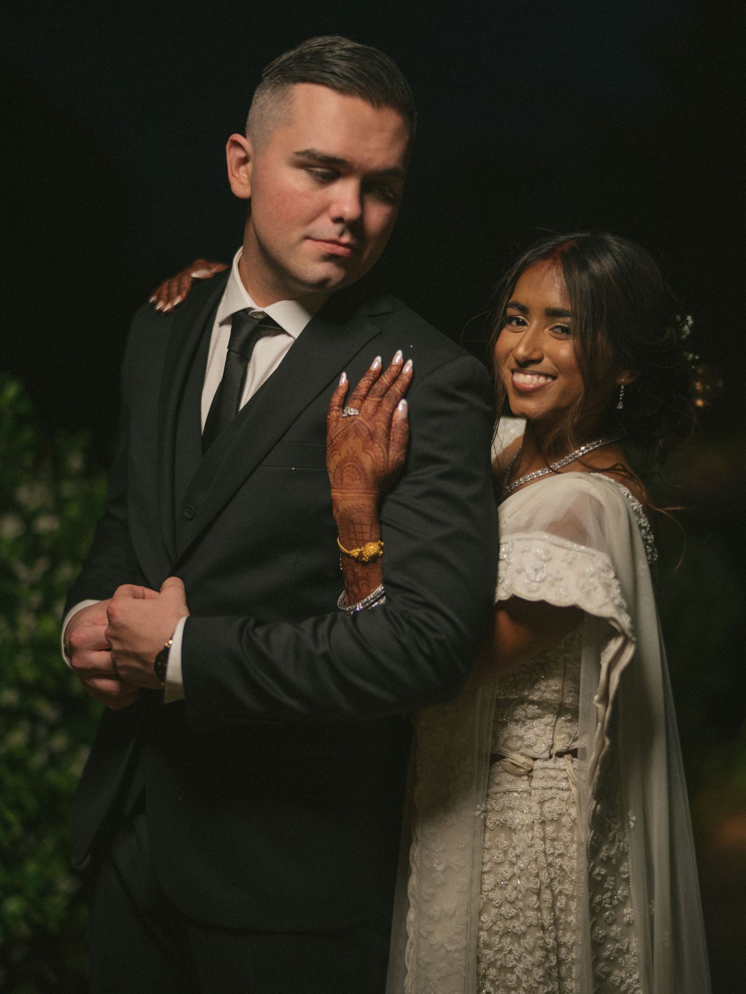 Wedding couple photographed in natural light
Bride and groom embracing during wedding day
Candid moment from a Florida wedding