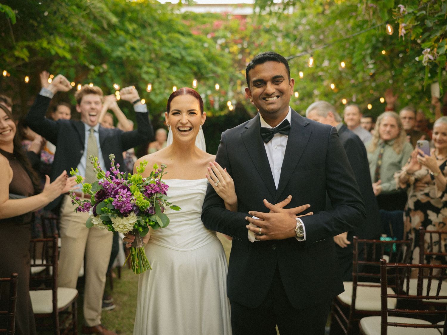 Wedding couple photographed in natural light
Bride and groom embracing during wedding day
Candid moment from a Florida wedding