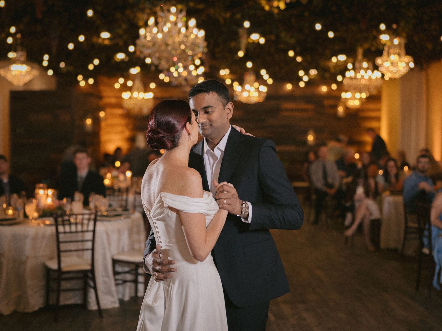 Wedding couple photographed in natural light
Bride and groom embracing during wedding day
Candid moment from a Florida wedding