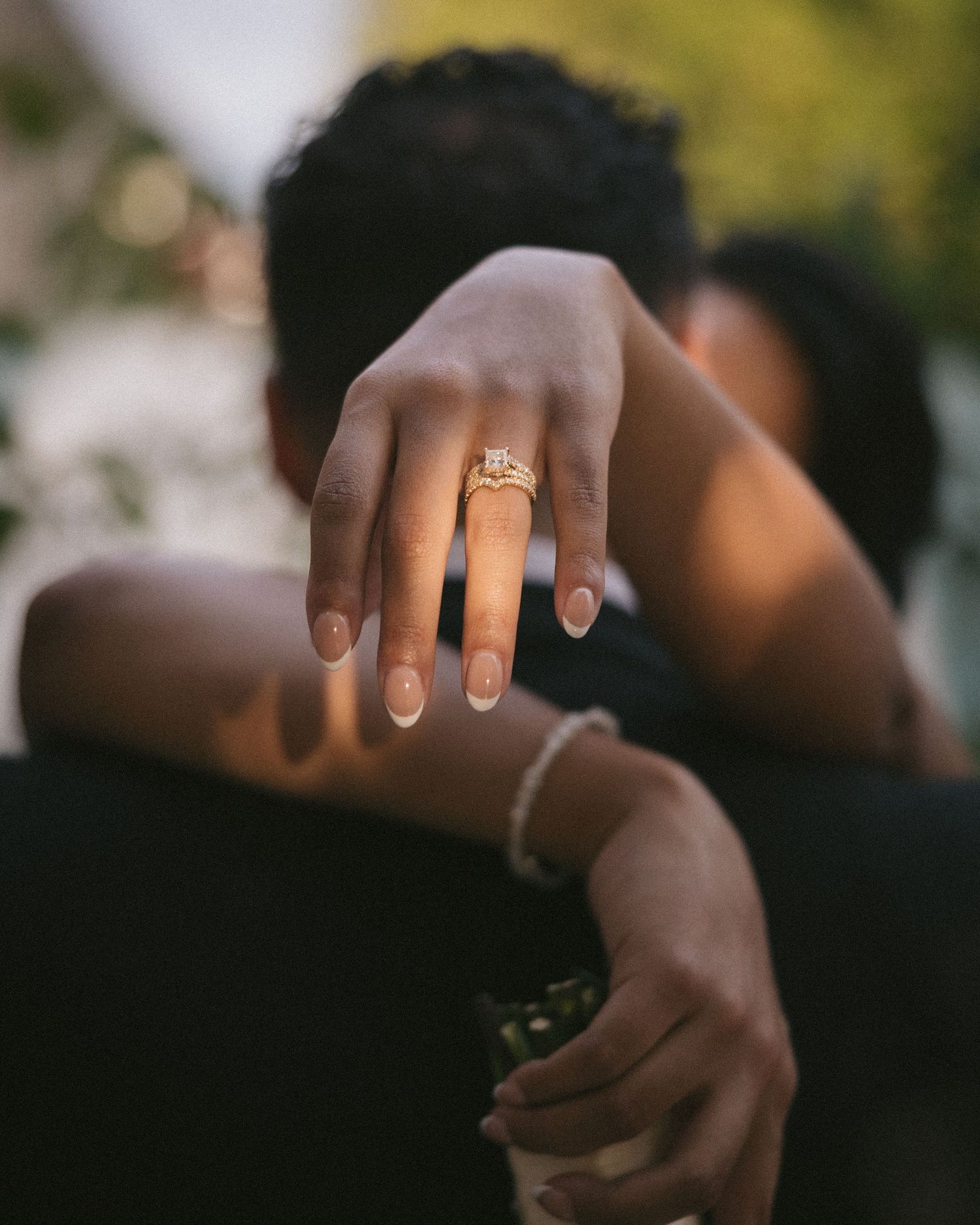 Wedding couple photographed in natural light
Bride and groom embracing during wedding day
Candid moment from a Florida wedding