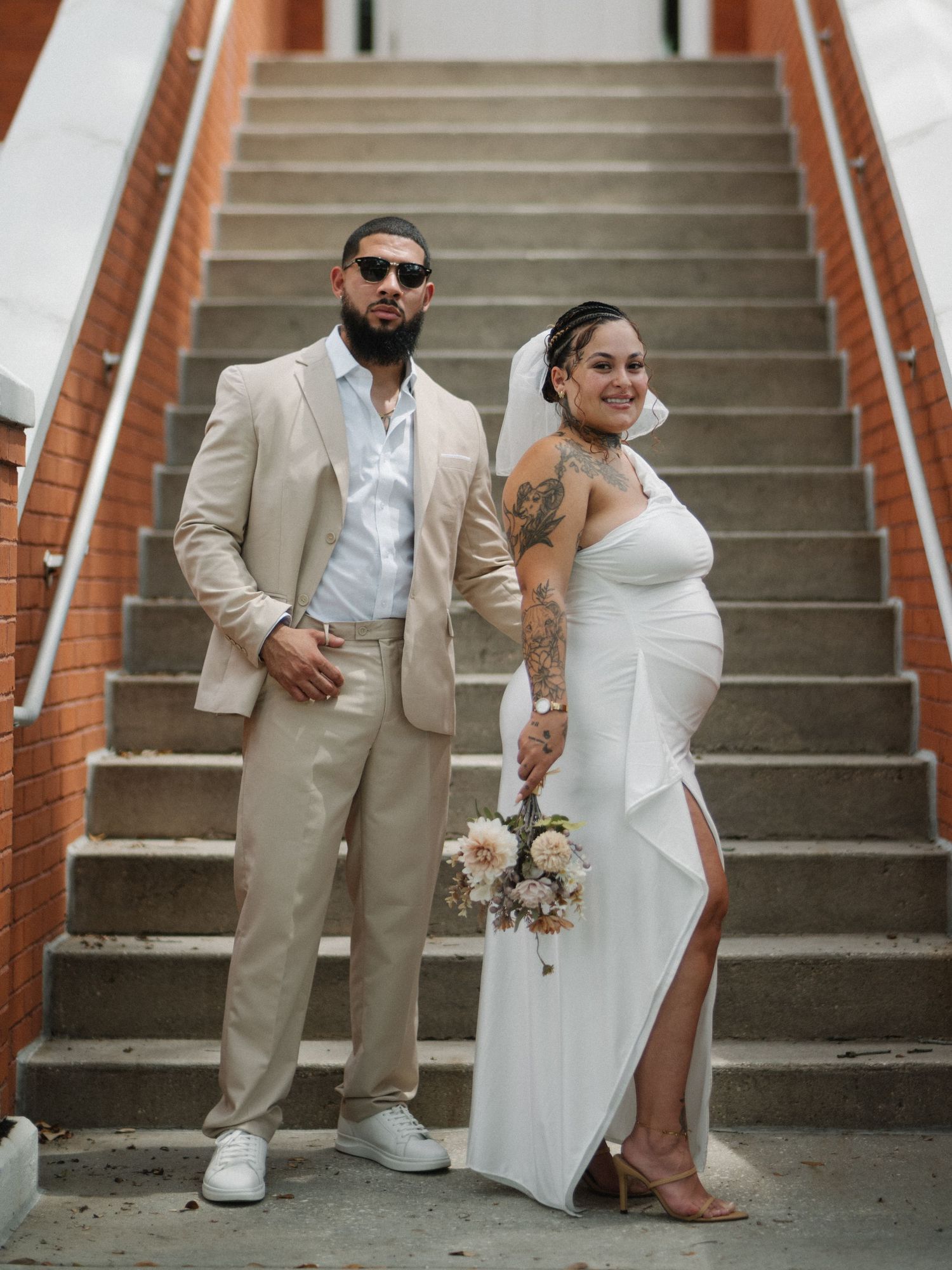 Wedding couple photographed in natural light
Bride and groom embracing during wedding day
Candid moment from a Florida wedding