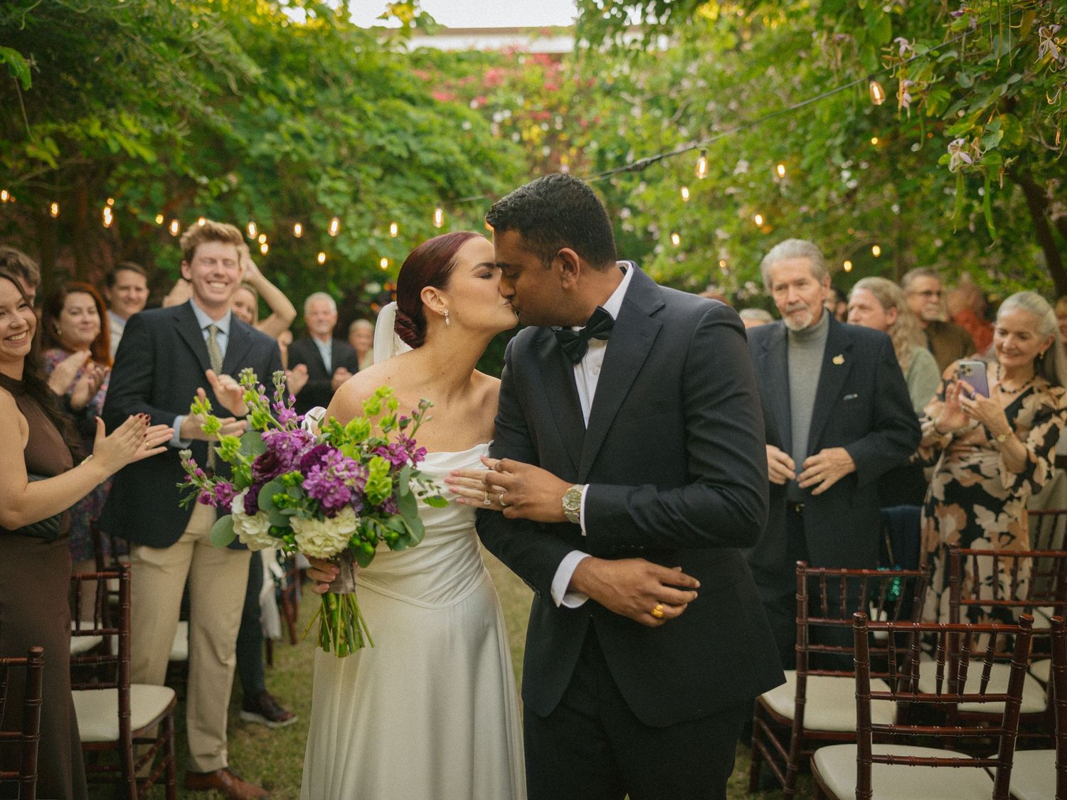 Wedding couple photographed in natural light
Bride and groom embracing during wedding day
Candid moment from a Florida wedding