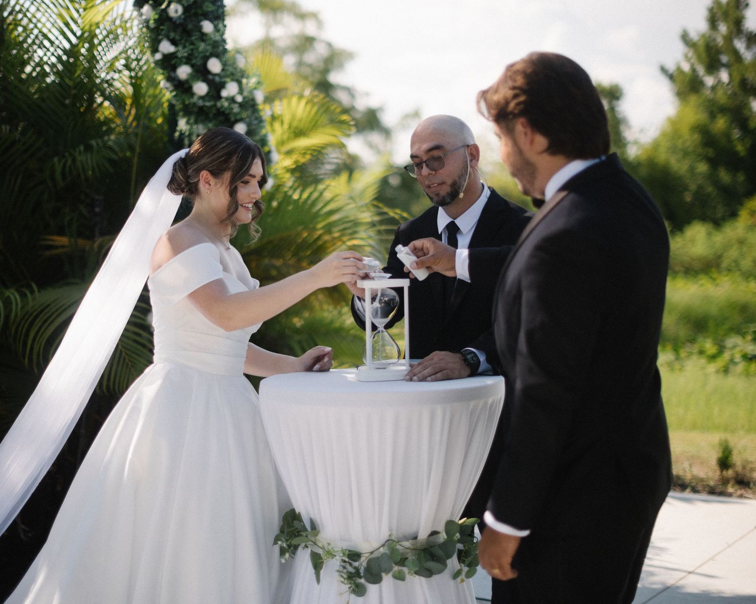 Wedding couple photographed in natural light
Bride and groom embracing during wedding day
Candid moment from a Florida wedding