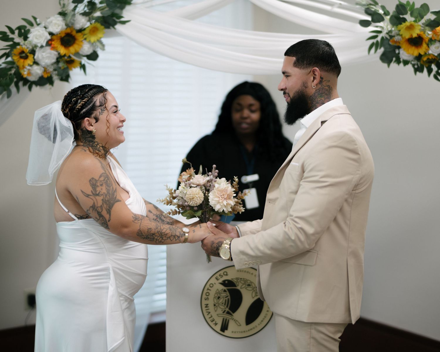 Wedding couple photographed in natural light
Bride and groom embracing during wedding day
Candid moment from a Florida wedding