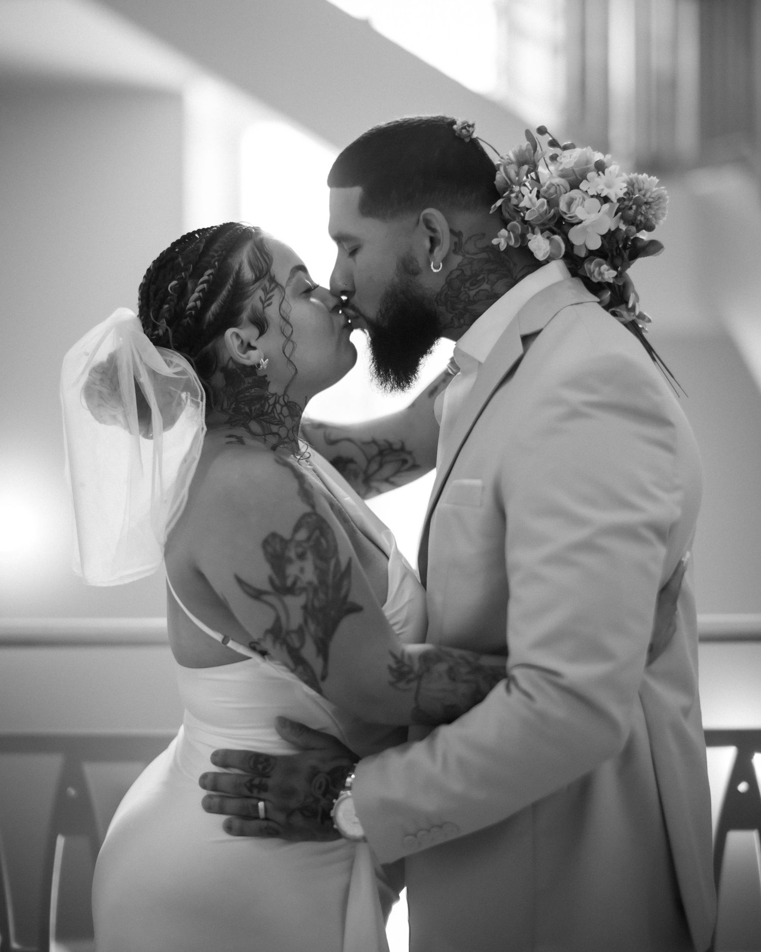Wedding couple photographed in natural light
Bride and groom embracing during wedding day
Candid moment from a Florida wedding