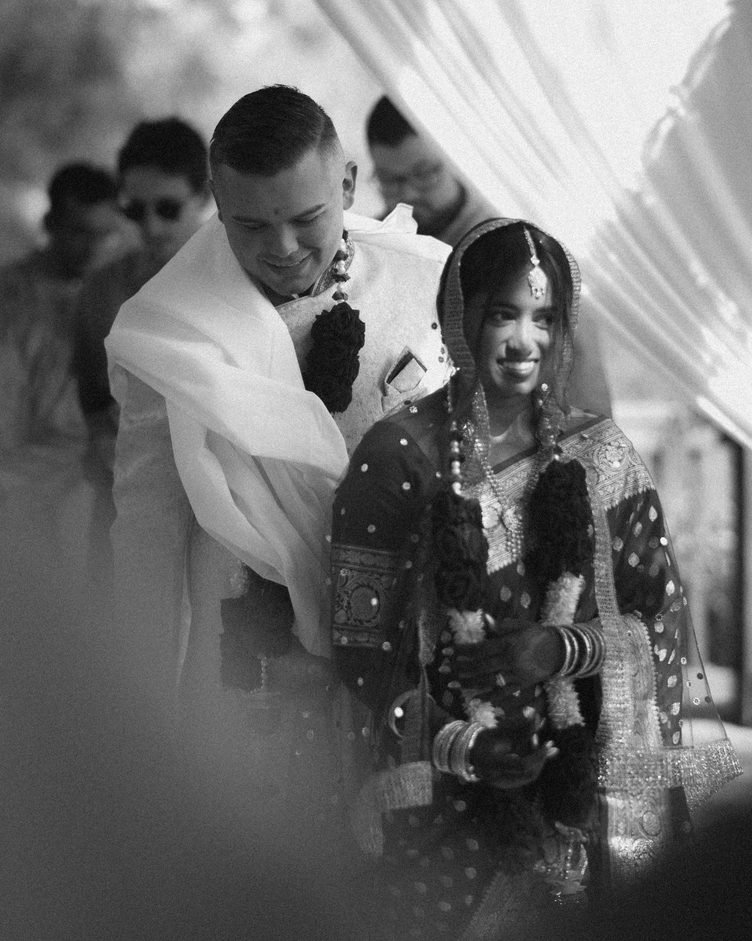 Wedding couple photographed in natural light
Bride and groom embracing during wedding day
Candid moment from a Florida wedding