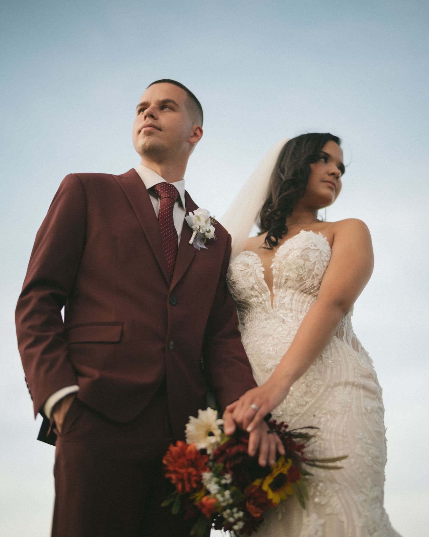 Wedding couple photographed in natural light
Bride and groom embracing during wedding day
Candid moment from a Florida wedding