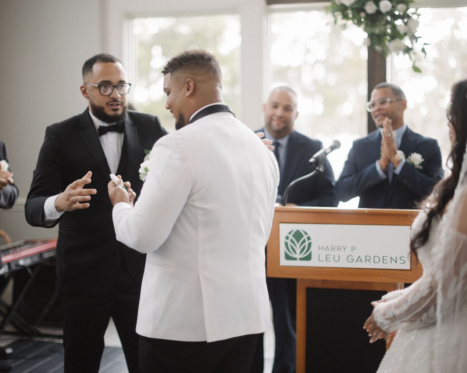 Wedding couple photographed in natural light
Bride and groom embracing during wedding day
Candid moment from a Florida wedding