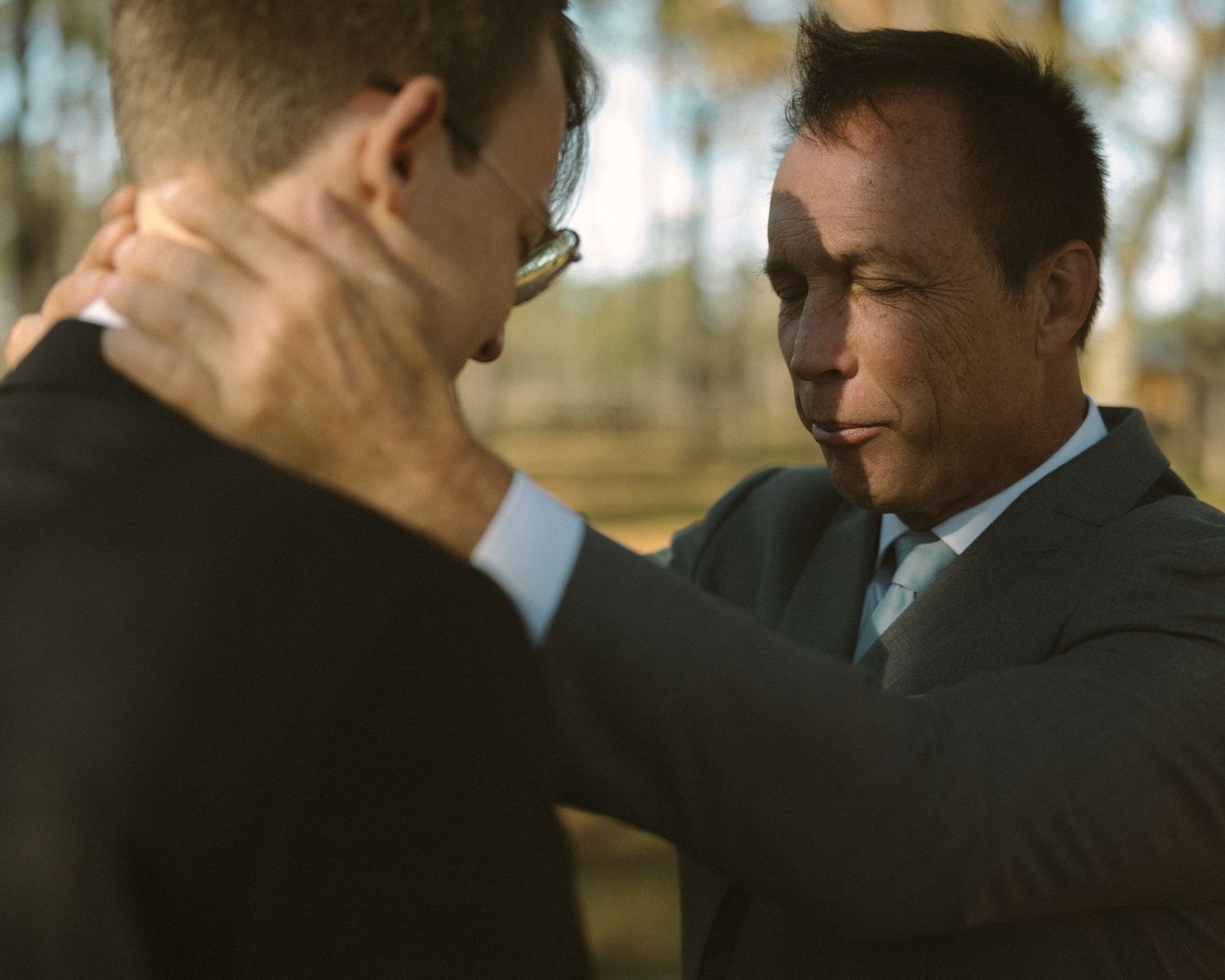 Wedding couple photographed in natural light
Bride and groom embracing during wedding day
Candid moment from a Florida wedding
