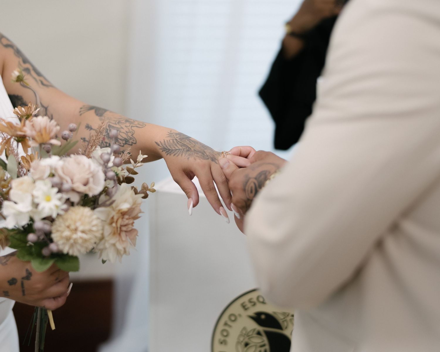 Wedding couple photographed in natural light
Bride and groom embracing during wedding day
Candid moment from a Florida wedding