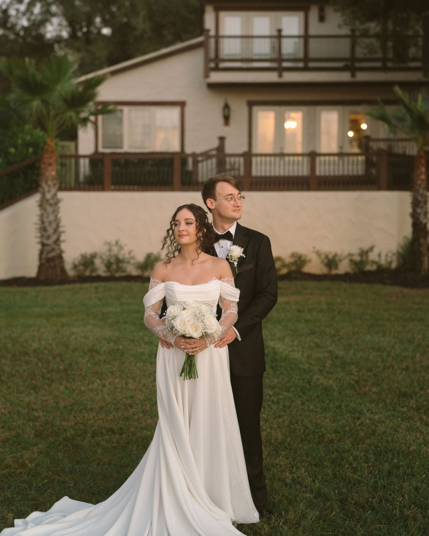 Wedding couple photographed in natural light
Bride and groom embracing during wedding day
Candid moment from a Florida wedding