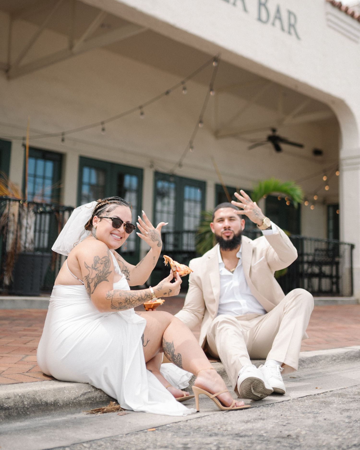 Wedding couple photographed in natural light
Bride and groom embracing during wedding day
Candid moment from a Florida wedding