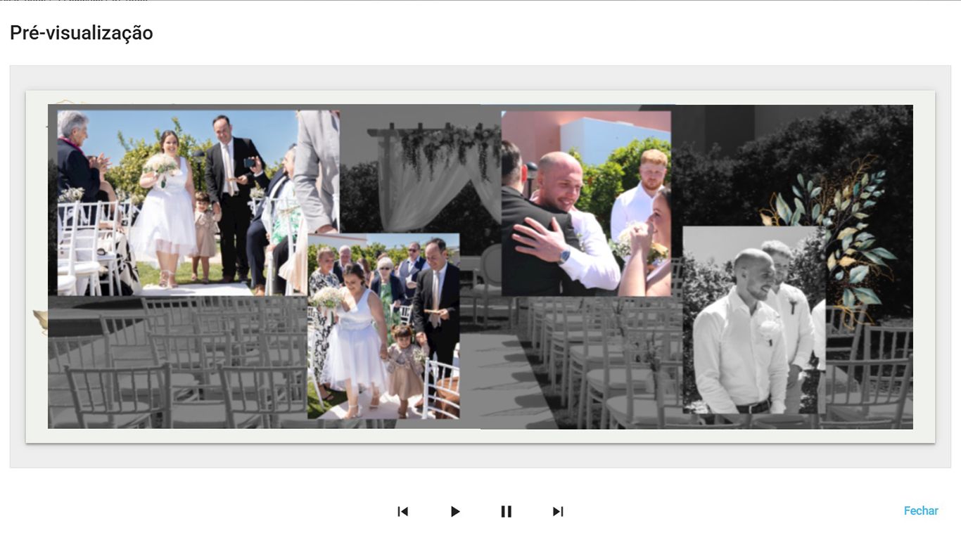 A multi-photo wedding collage layout in black and white tones showing ceremony and candid moments.