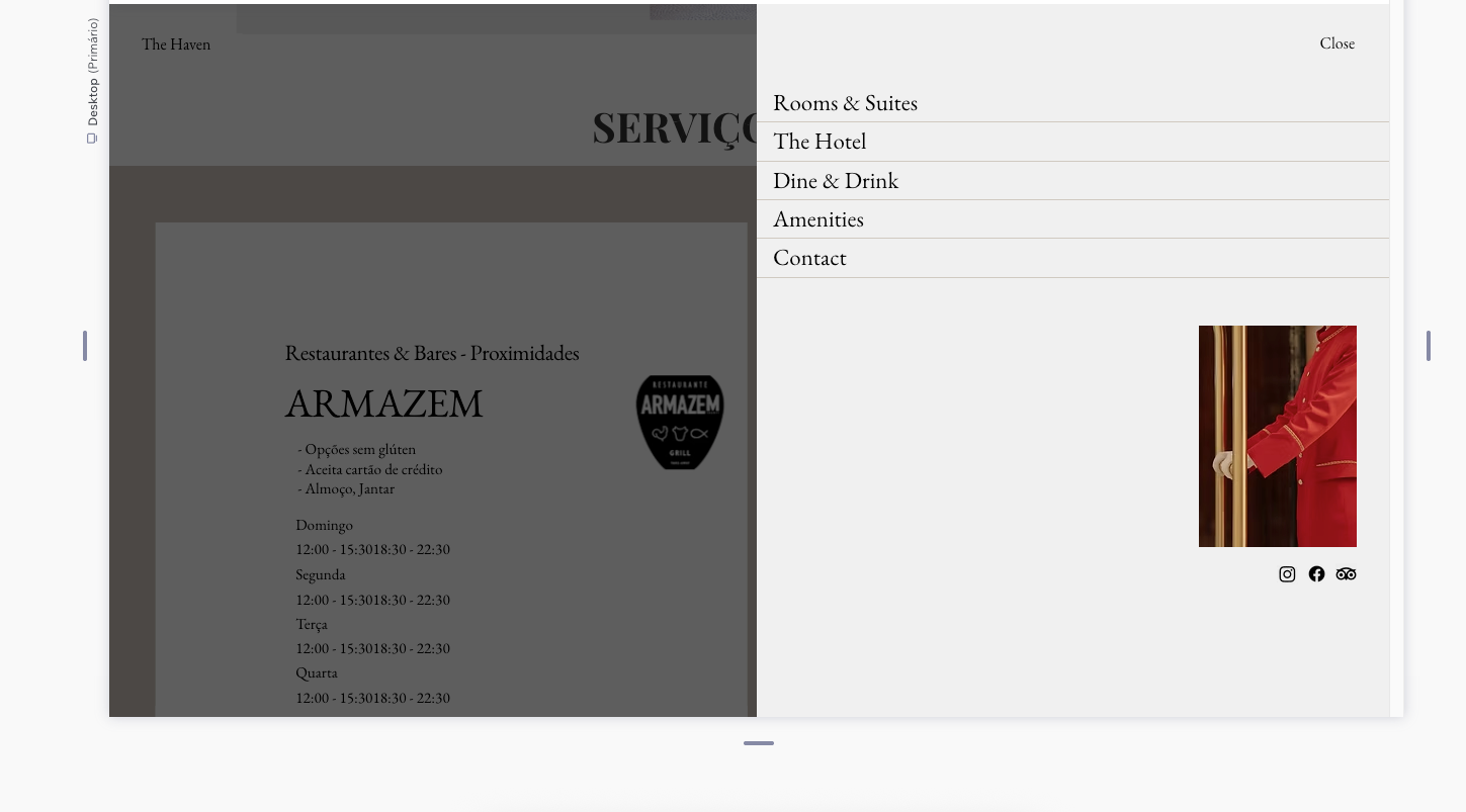A minimalist website design showcasing an album or artwork titled 'ARMAZEM' with a red floral image to the right.