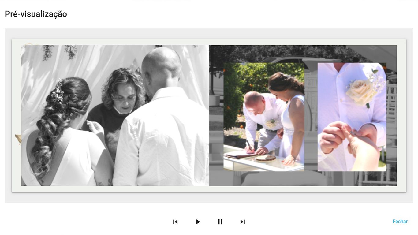 Two artistic wedding photographs displayed side by side in a photo album preview layout.
