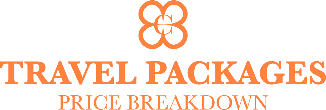 Orange Travel Packages Price Breakdown logo with decorative floral emblem on white background.