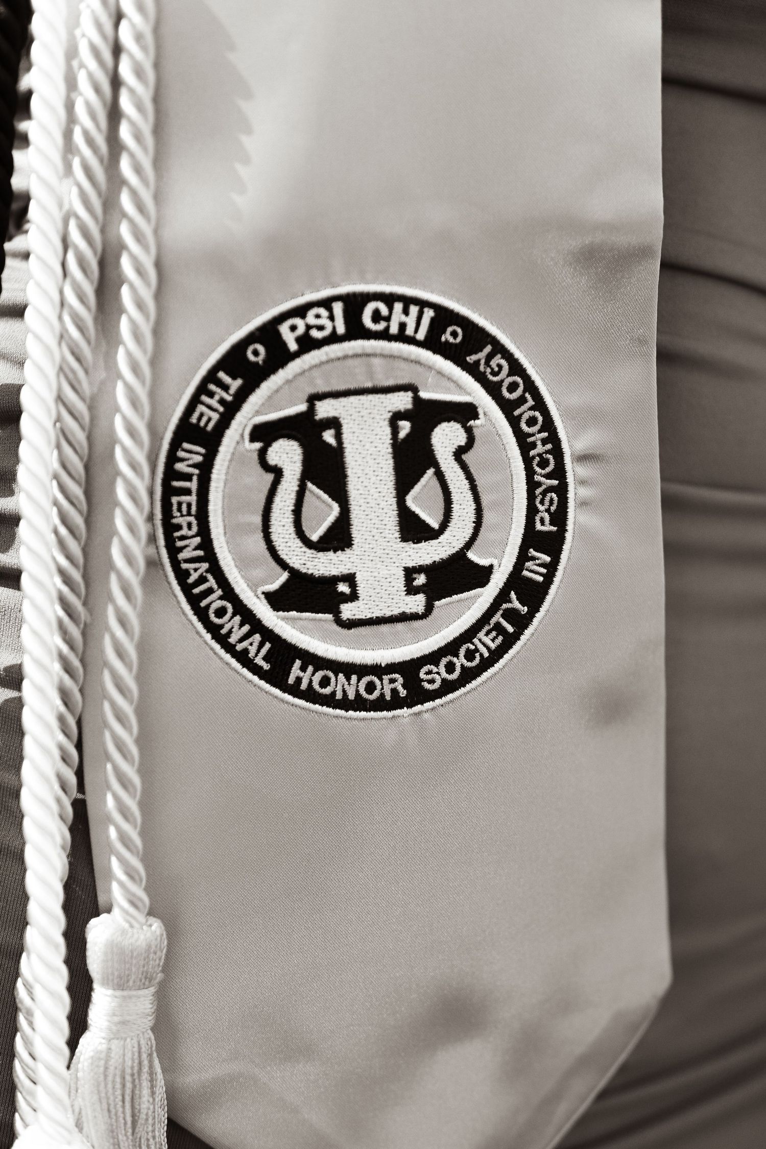 Monochromatic image of a college stole for Psychology.