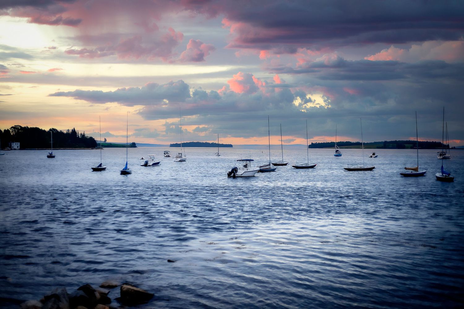 Chester Nova Scotia waterfront evening photography with sailboats by Atlantic Memories Photography