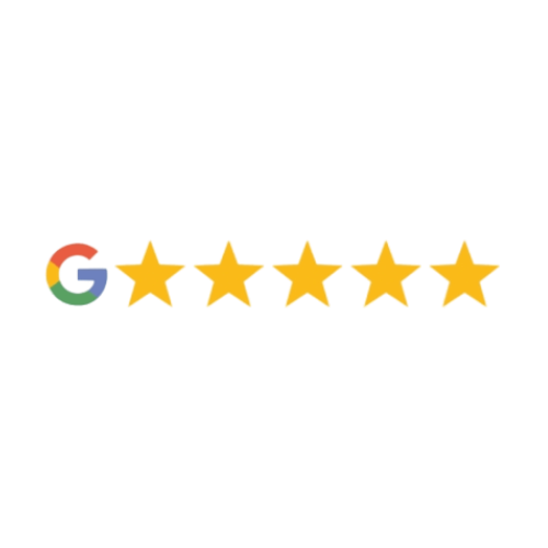 Google 5-star rating icon showing perfect customer satisfaction score.