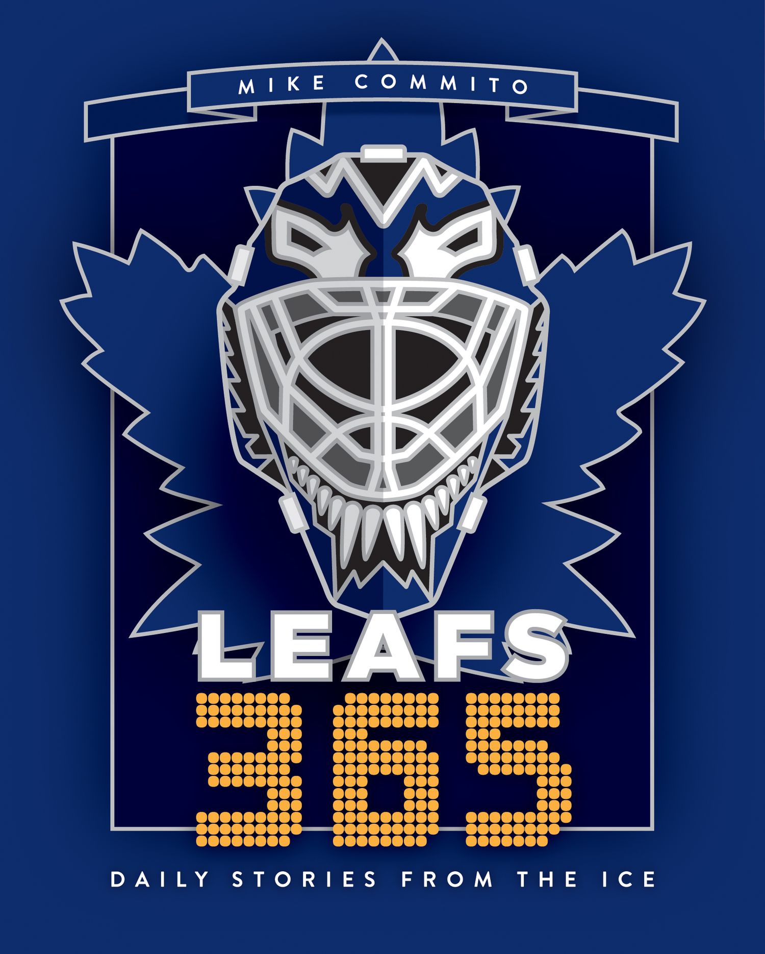Sleek blue hockey-themed logos with pixelated numbers and angular snowflake designs for a daily stories series.