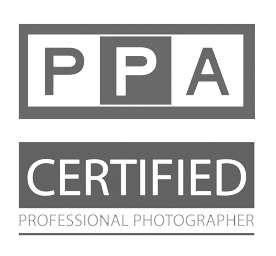 Professional photography organization logos and certification badges in black and white on a white background.