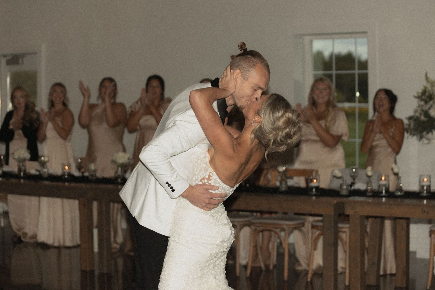 Wedding reception dance scene in a bright white venue Abella Chisago City Minnesota