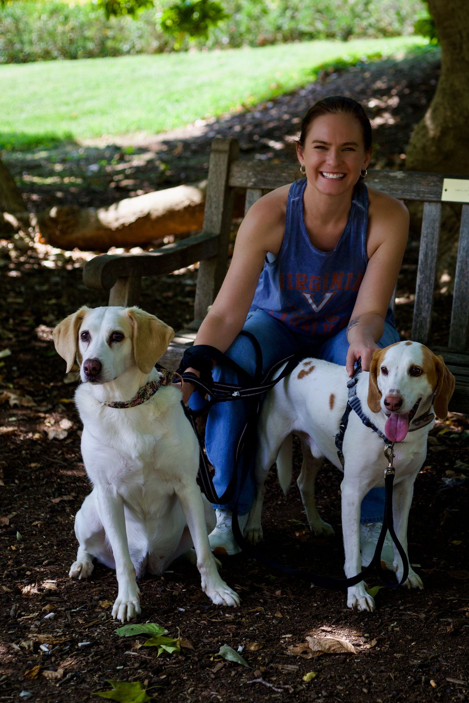 Julia Robertson, photographer, and her two pups
