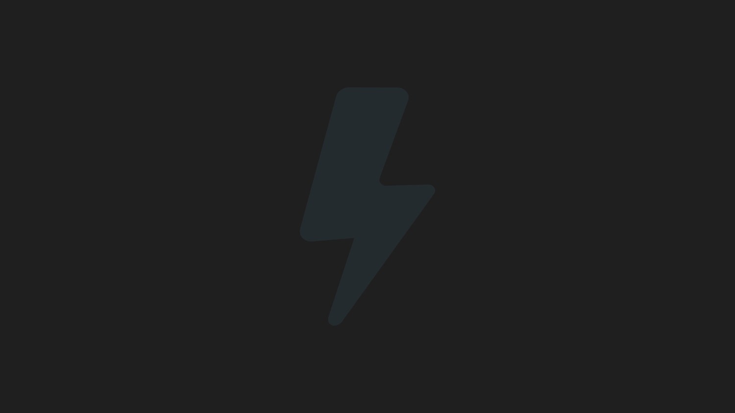 A dark background with a bold lightning bolt icon centered in the image, symbolizing power or electricity.