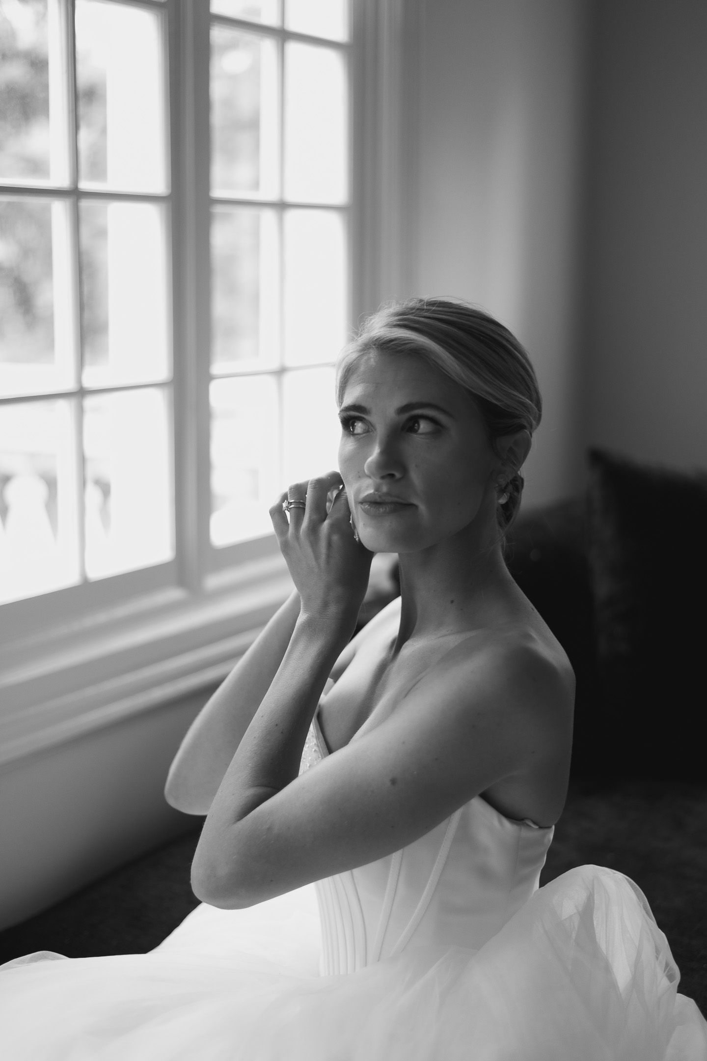 Utah wedding photographer capturing warm, moody bridal portraits. Florida wedding photographer documenting intimate vintage moments
