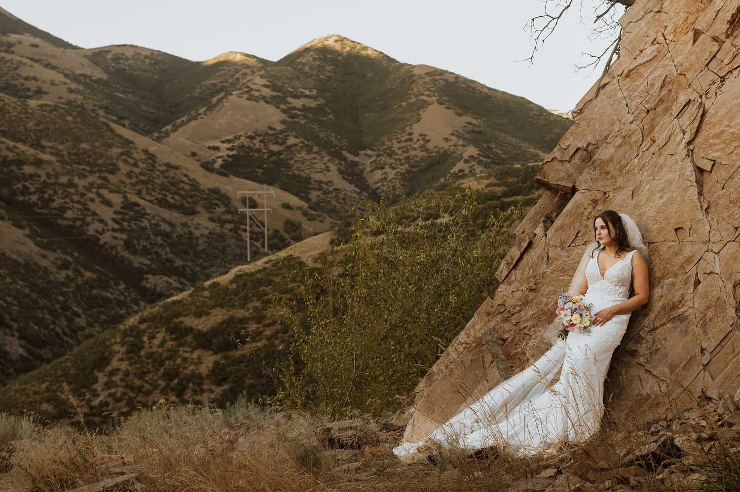 Utah wedding photographer capturing warm, moody bridal portraits. Florida wedding photographer documenting intimate vintage moments