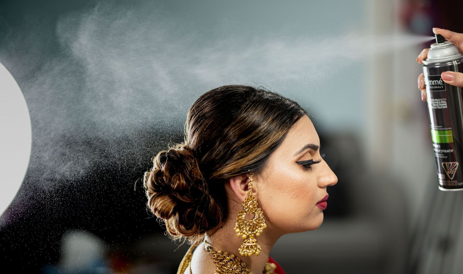 Close-up shots of traditional Indian bridal jewelry and makeup details in warm lighting.