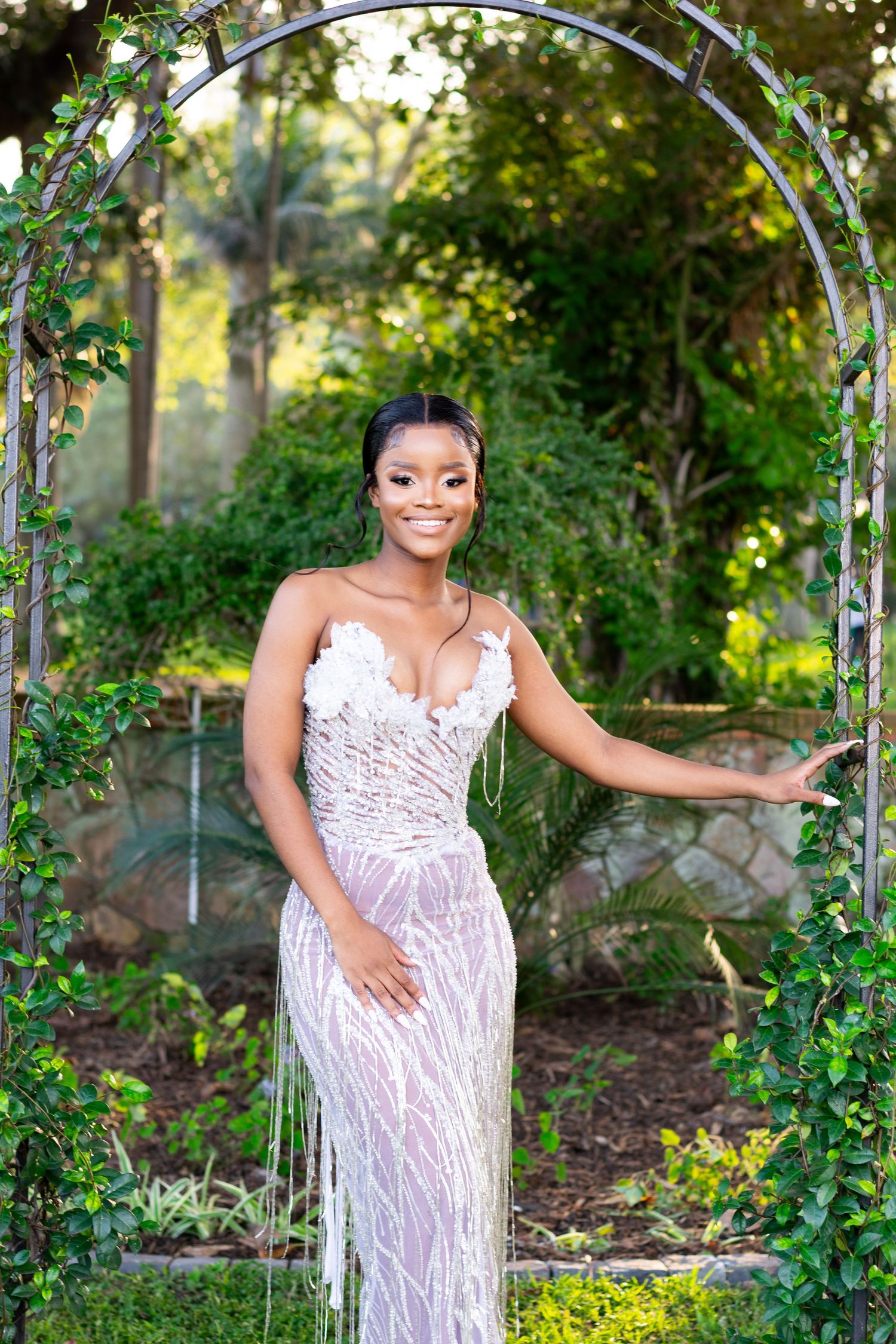 A woman during a matric Farwell photoshoot which was held during sunset in Durban