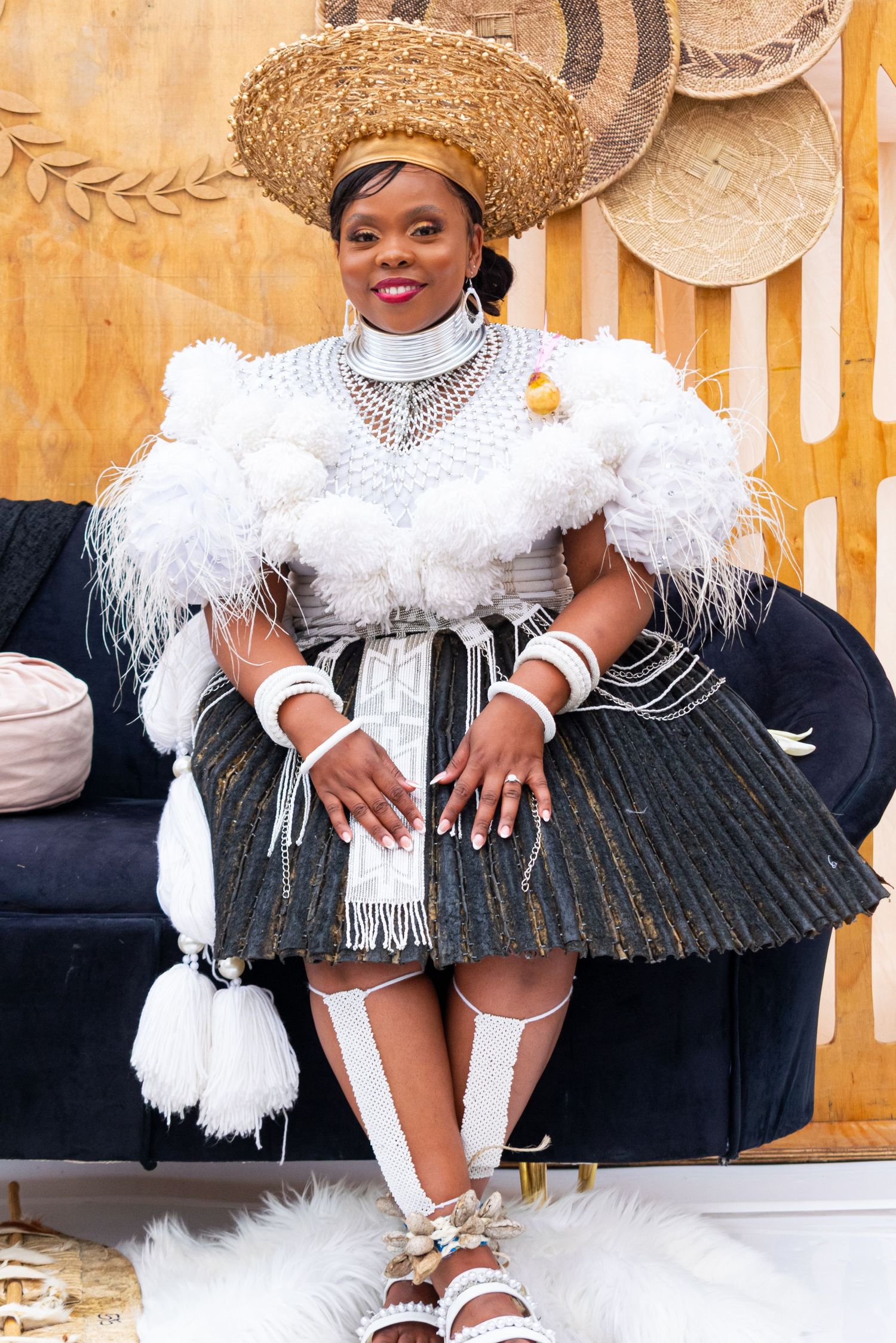 A woman wearing a traditional attire during a traditional wedding in Durban.