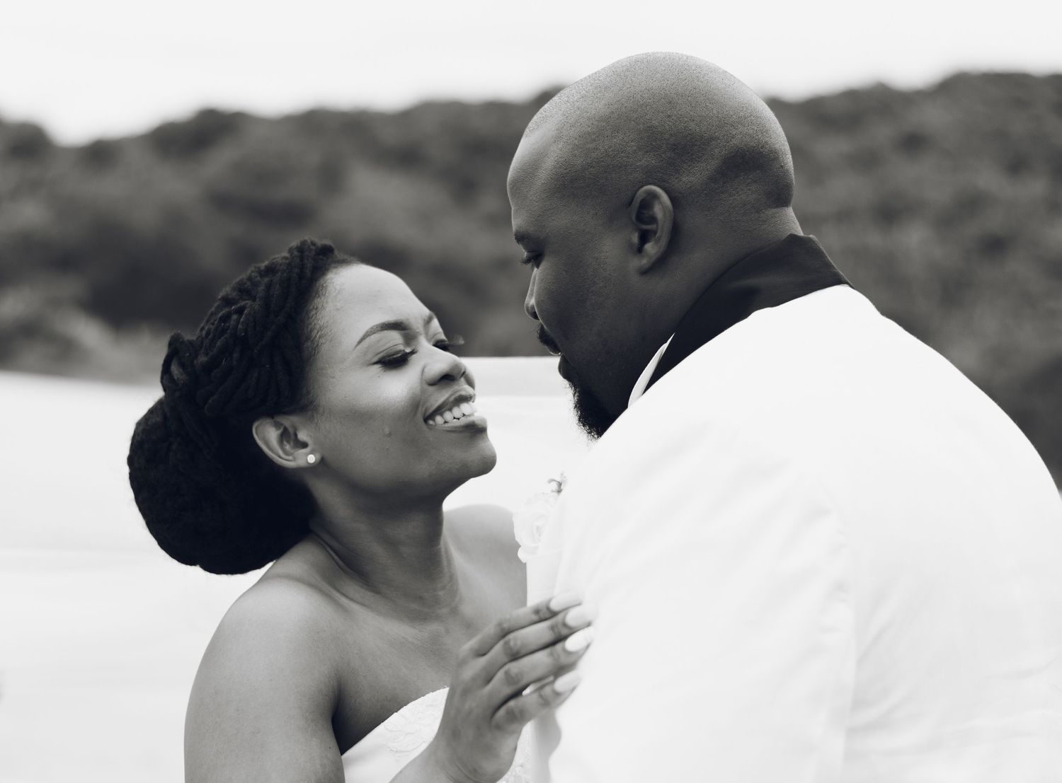 A couple in a white wedding which took place in the Eastern Cape