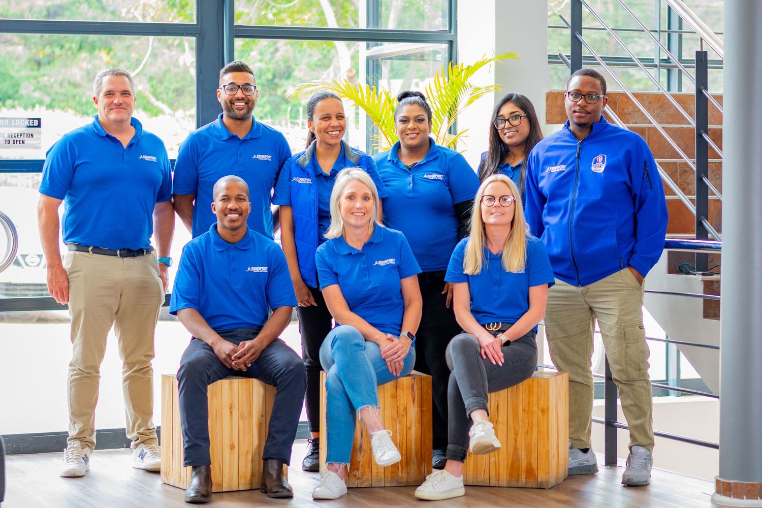 Group photoshoot during a corporate photoshoot in Durban, KwaZulu-Natal.