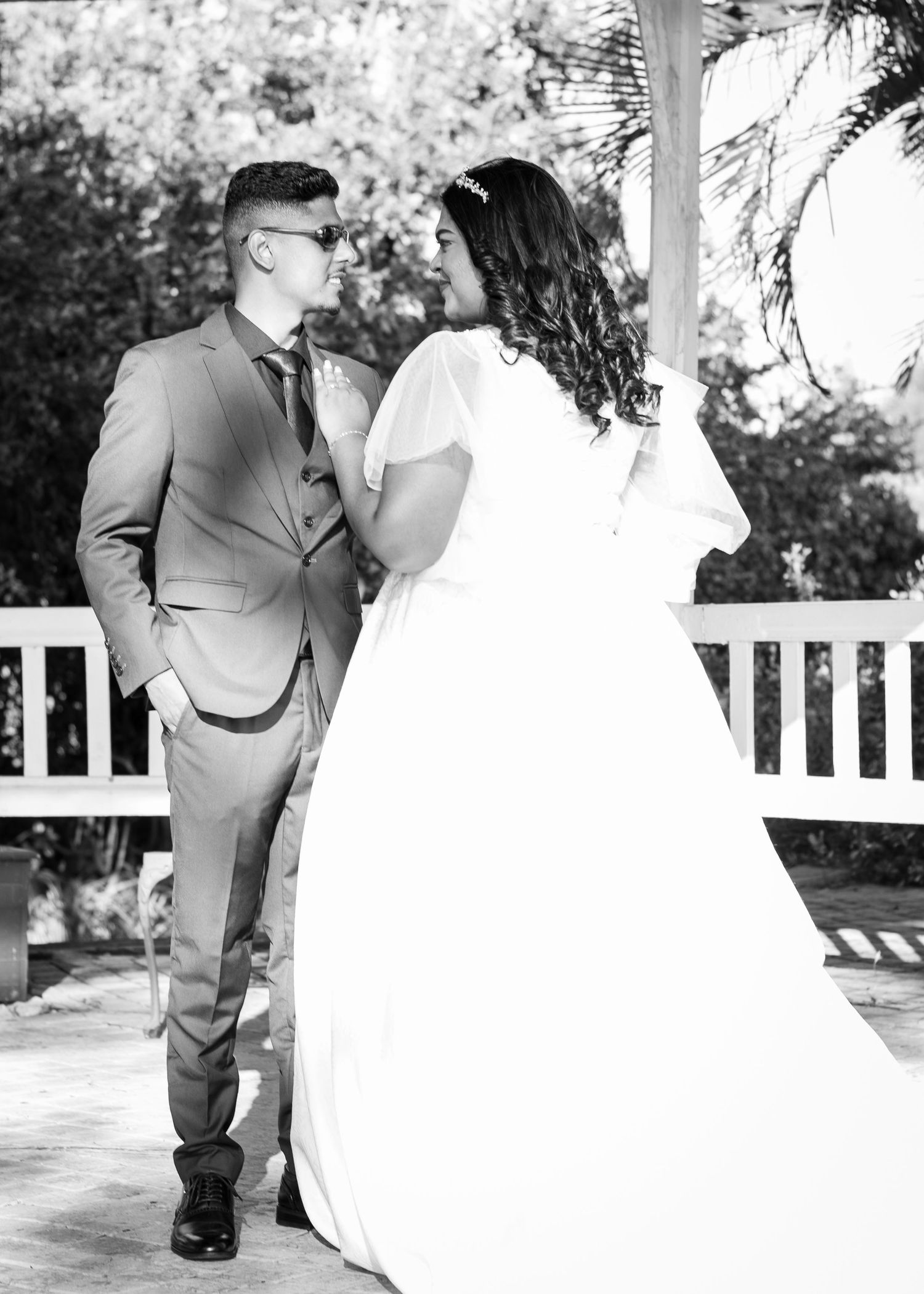 The wedding couple participates in a white wedding photoshoot which took place in Durban.