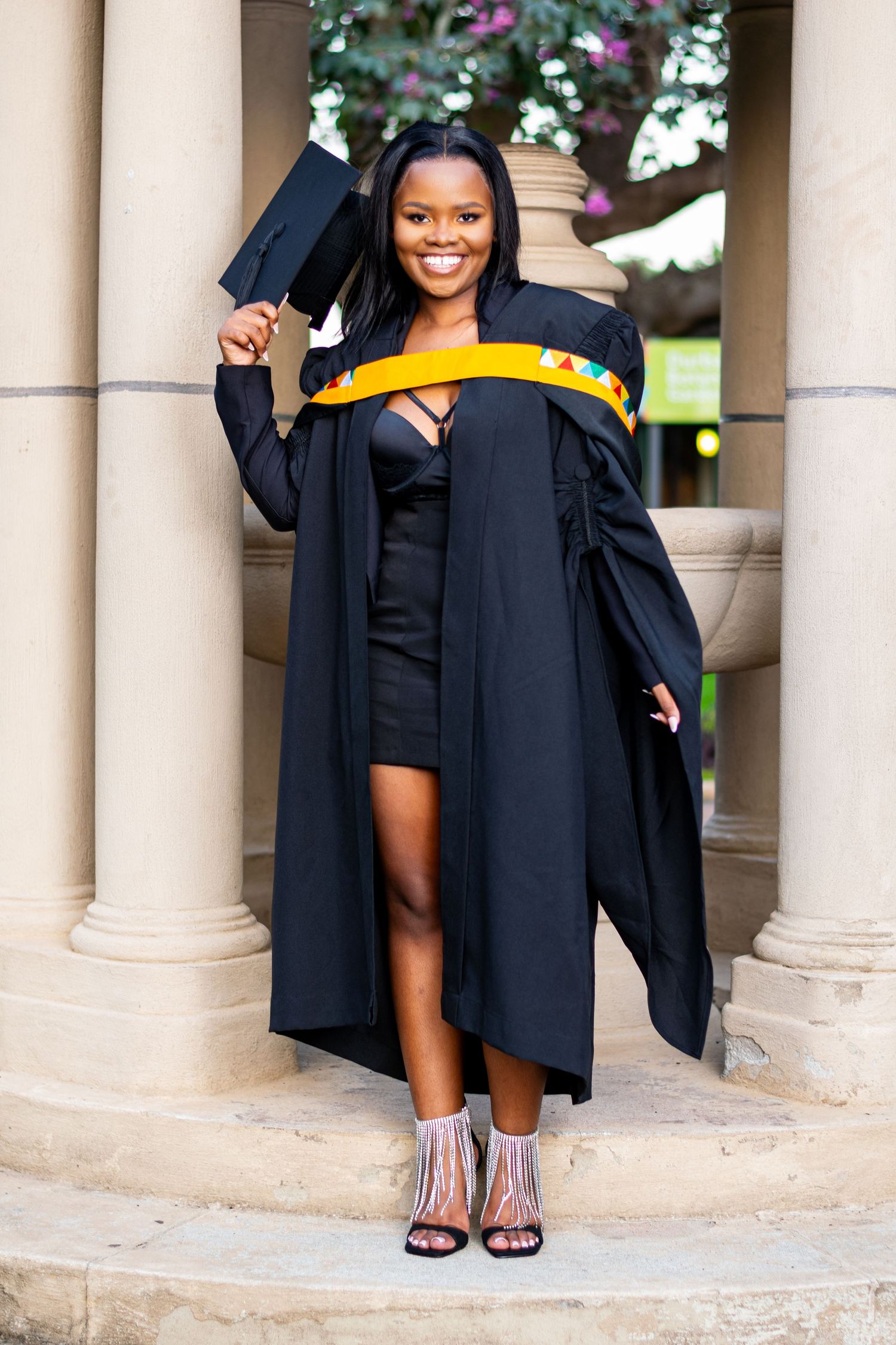 A graduate participates in a photoshoot held in Durban.