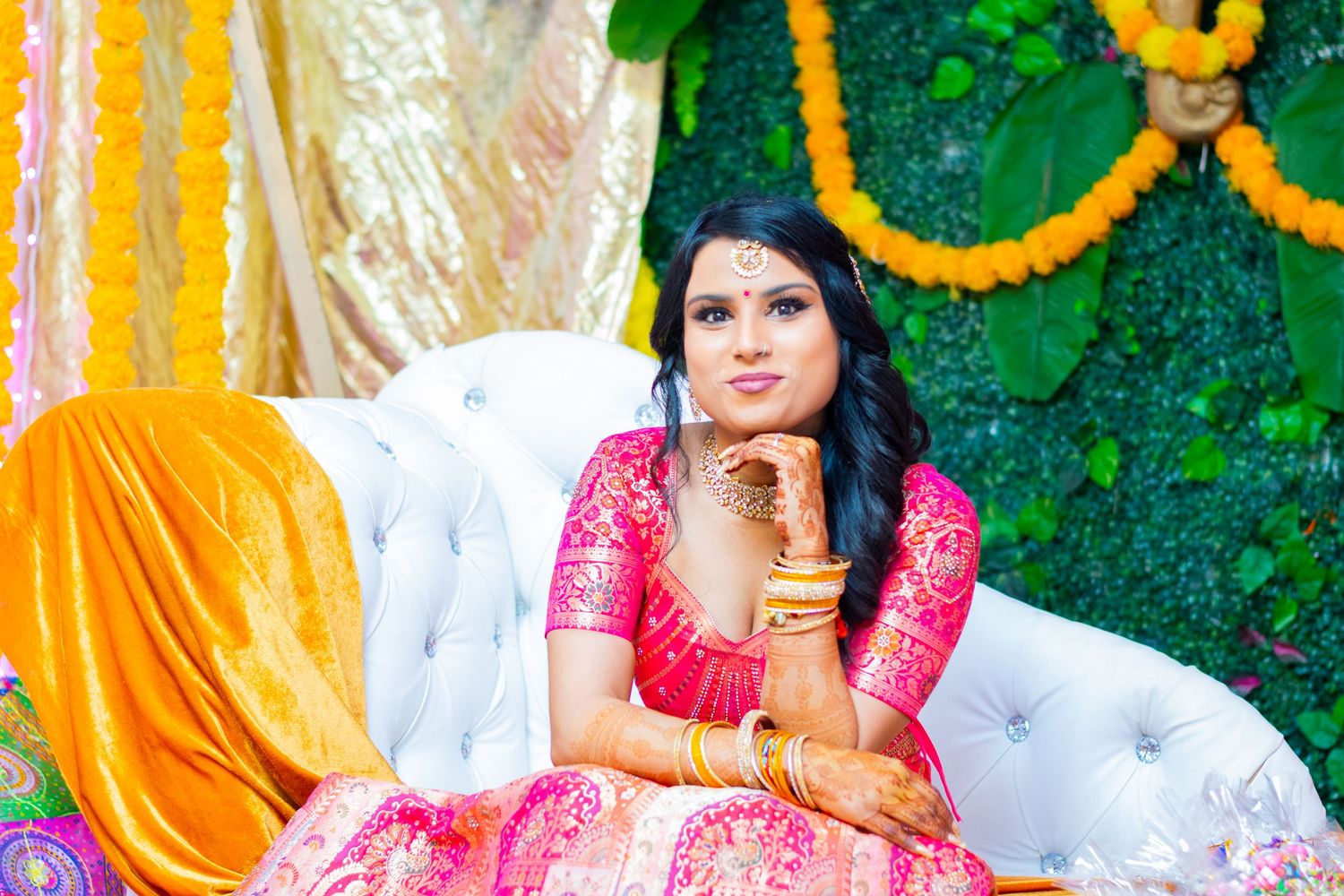 A woman posing during a Nelengu ceremony.