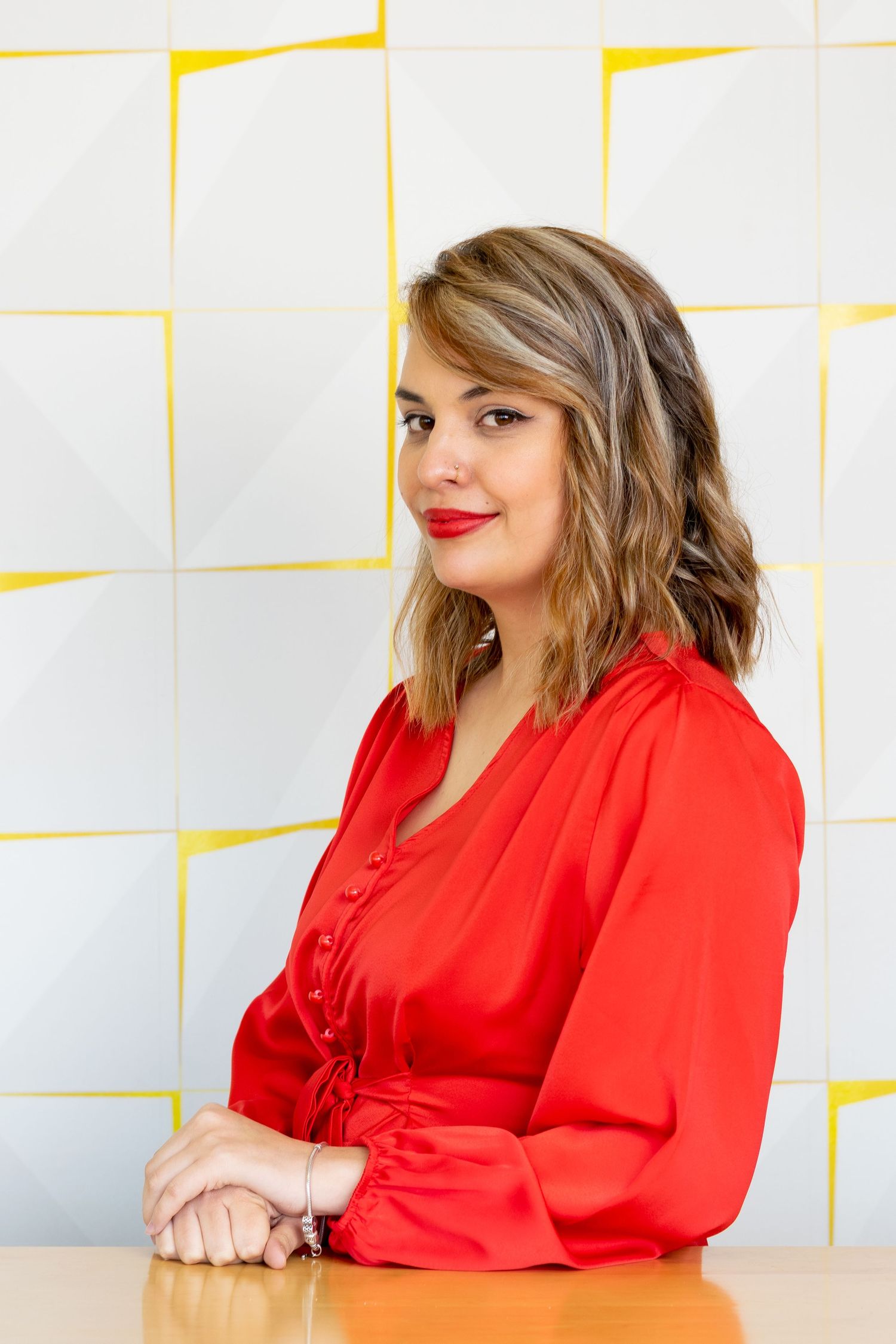 A woman posing during a corporate photoshoot that was held in Durban