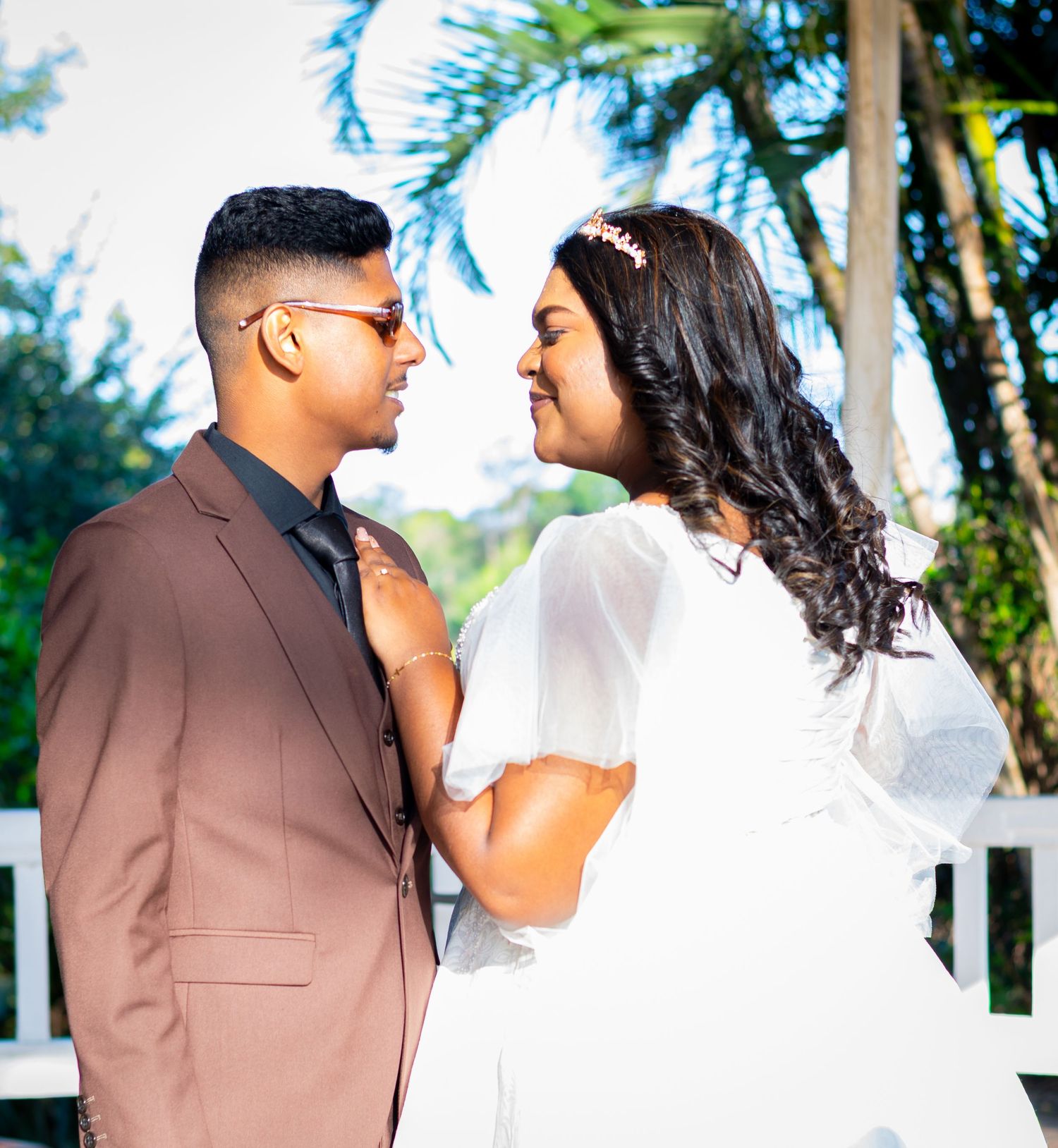 Couple in a white wedding photoshoot which took place in Durban.