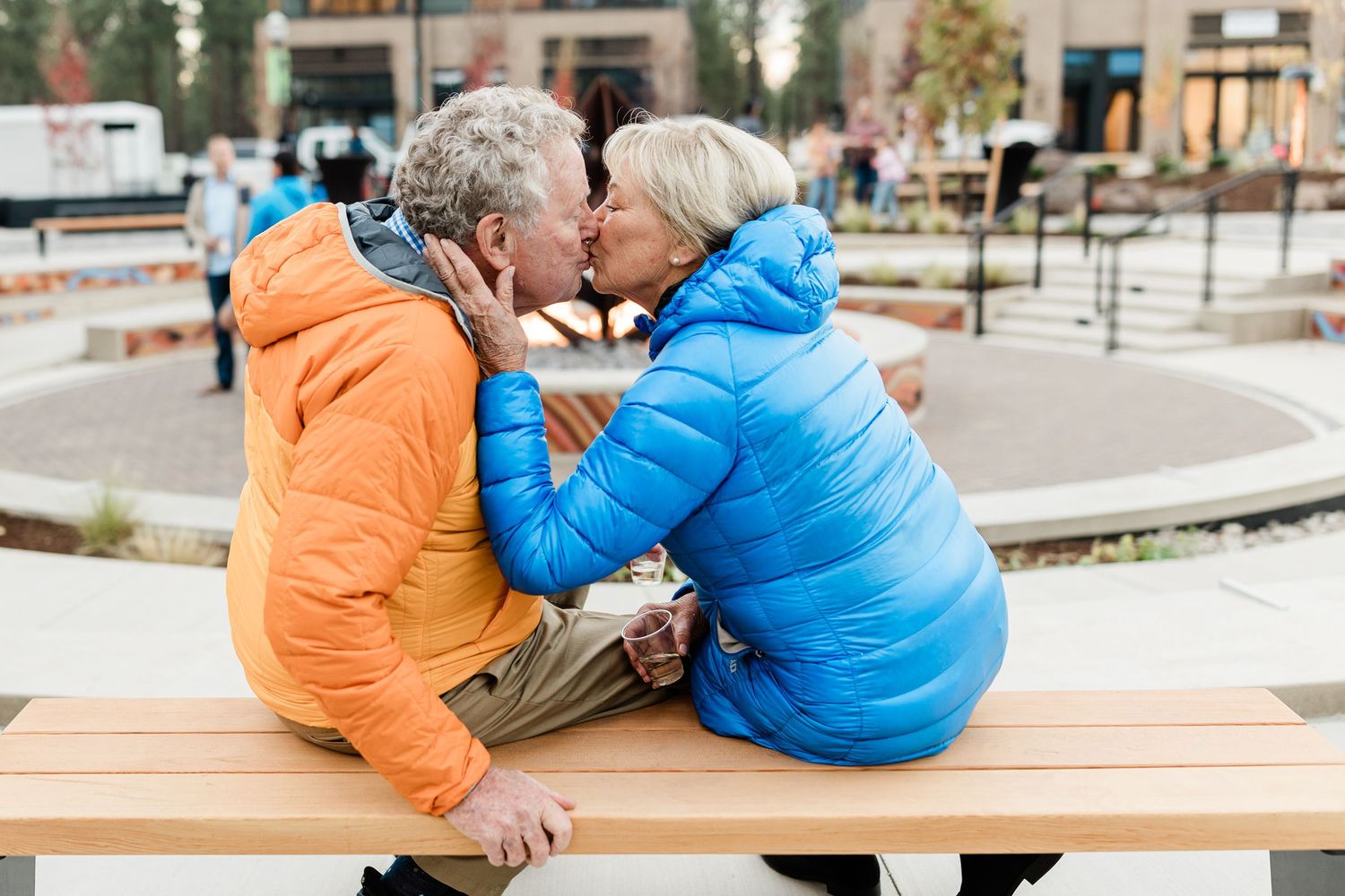 An older couple at an outdoor event in Bend, Oregon