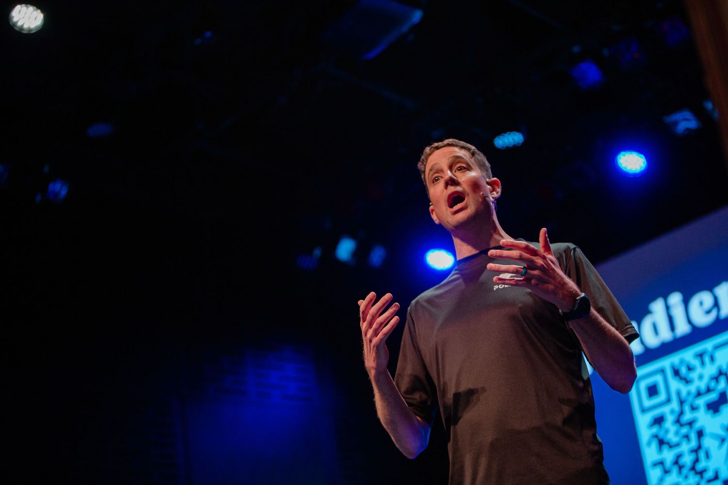 Man speaking at an event in Bend, Oregon
