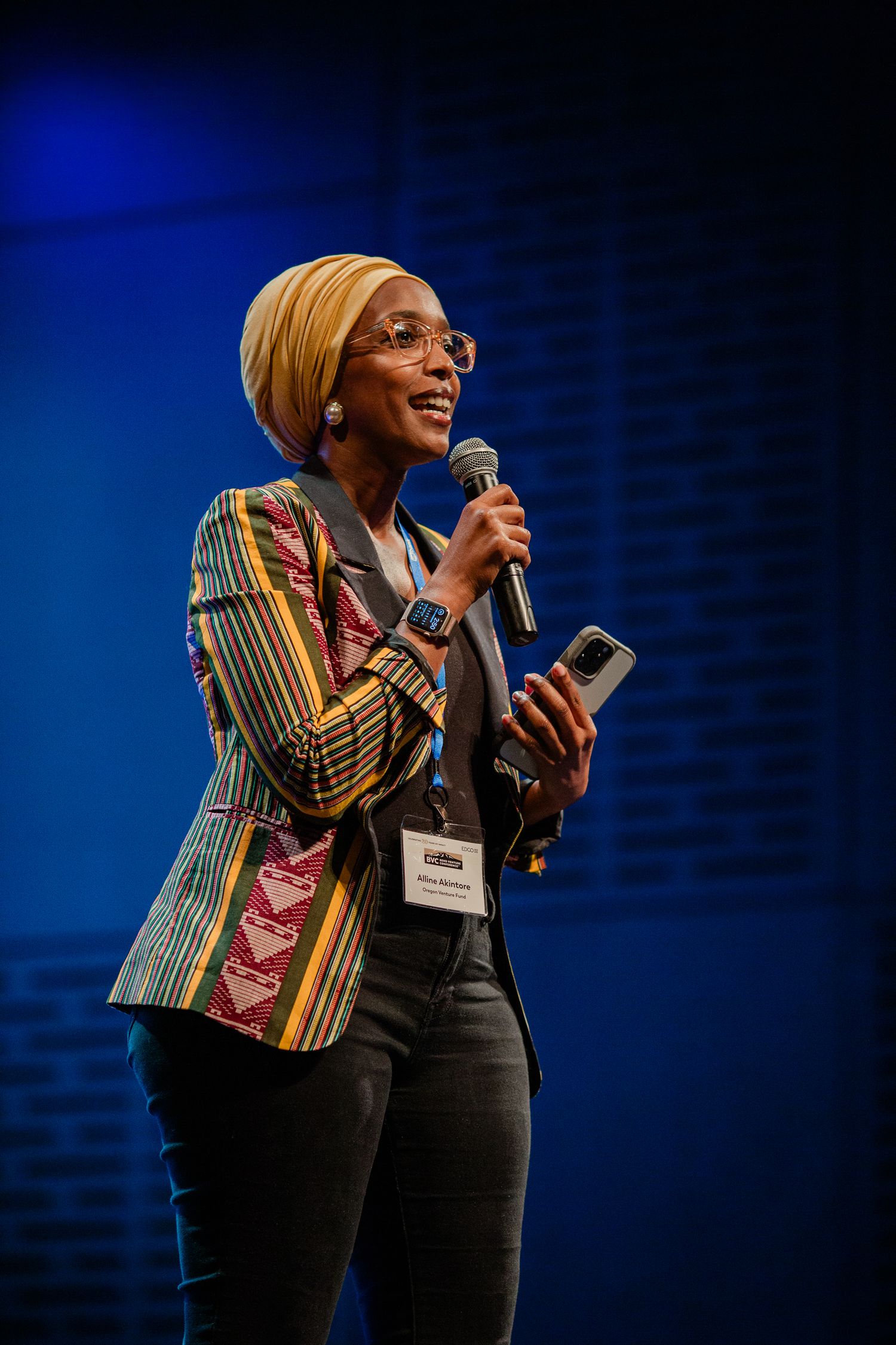 Woman speaking at an event in Bend, Oregon