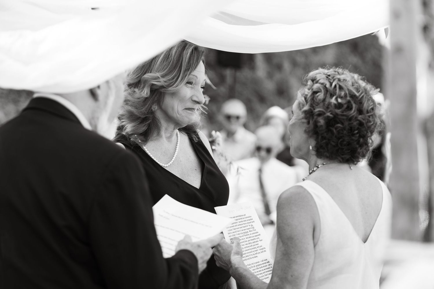 Two brides saying vows at a wedding in Bend, Oregon