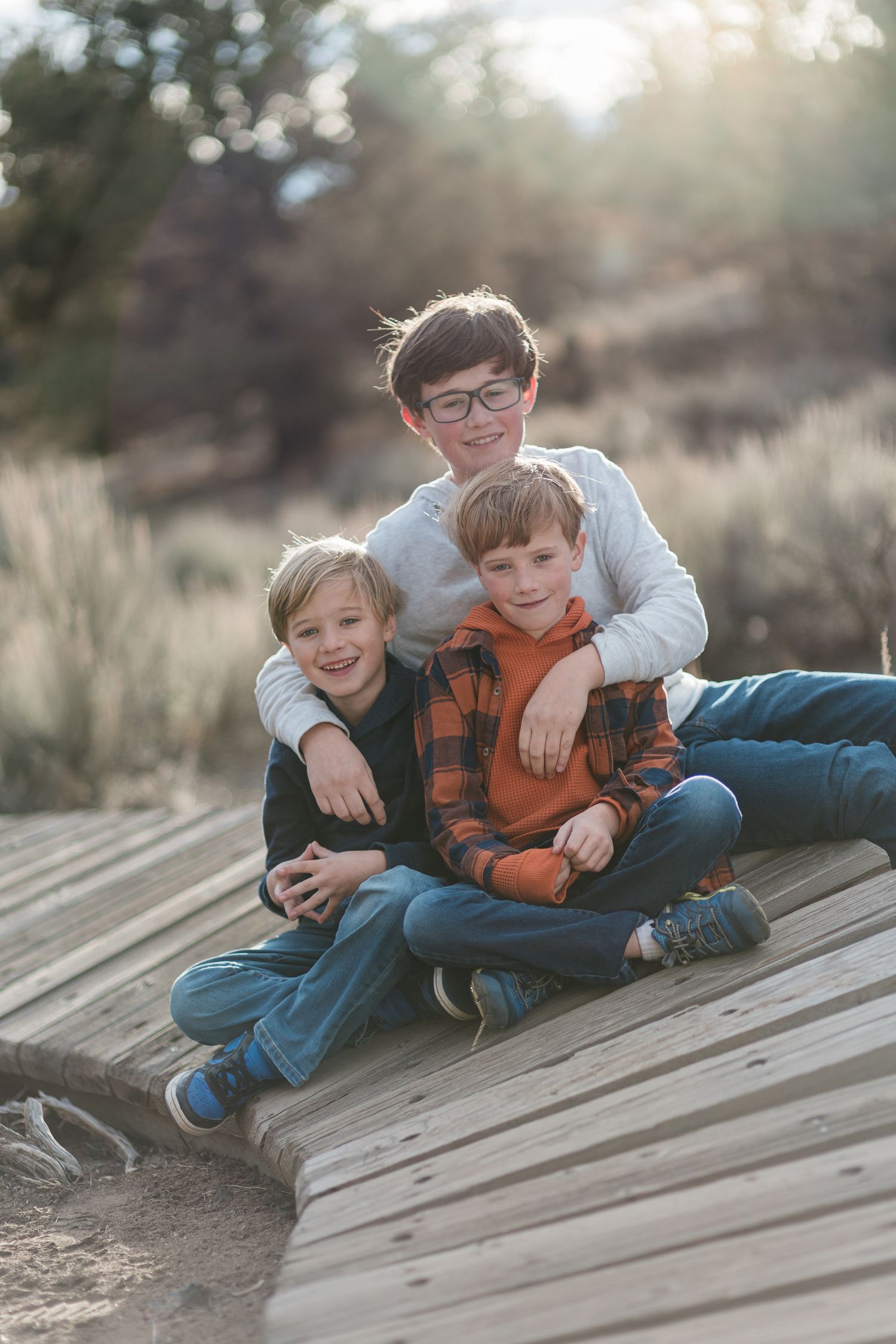 Portrait of a family in Bend, Oregon
